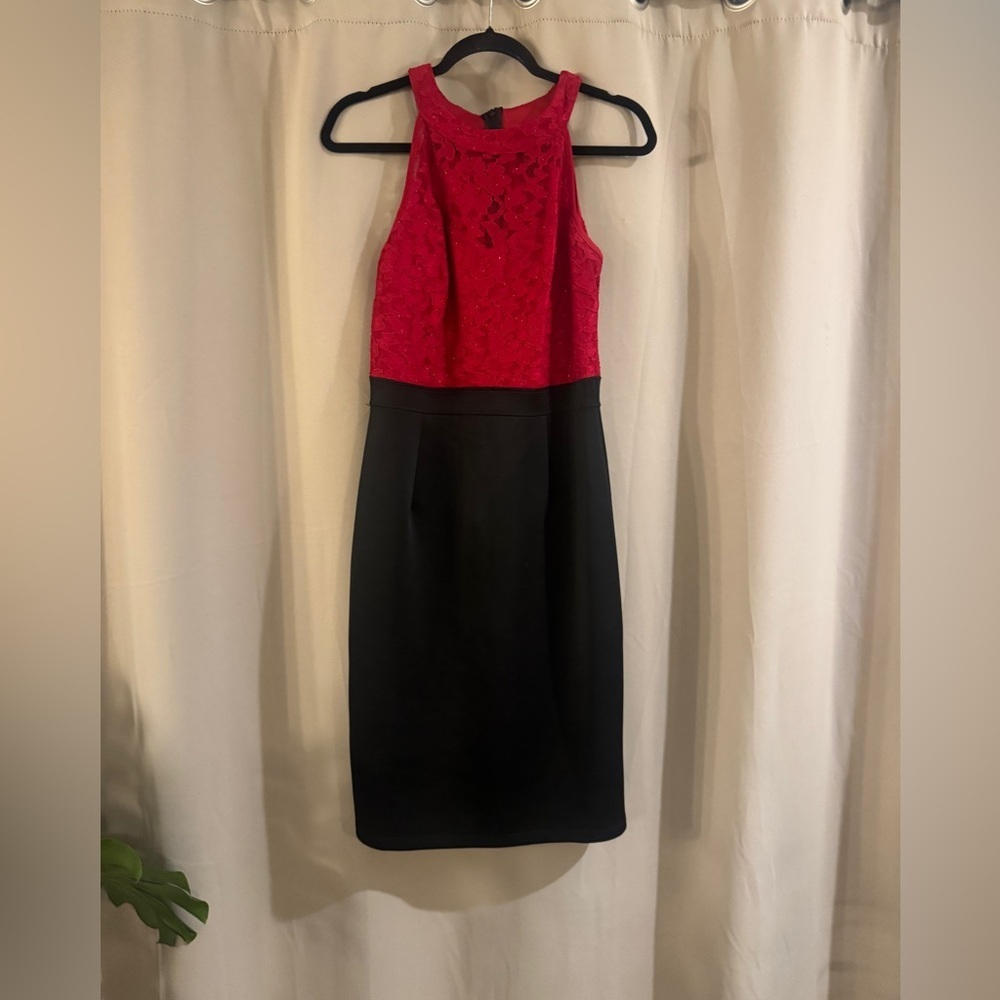 Enfocus Studio Red and Black Midi Dress